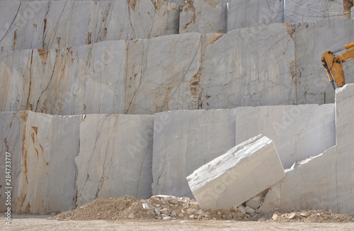 Obraz na plátně White marble blocks in a Carrara quarry, stone industry