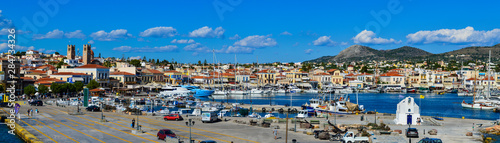 Panoramic view of Aegina port in Aegina island, Greece on June 19, 2017 © Vitali