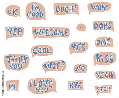 Set of short phrases. Vector illustration.