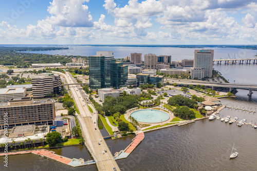 Aerial photo Southbank Downtown Jacksonville FL photo