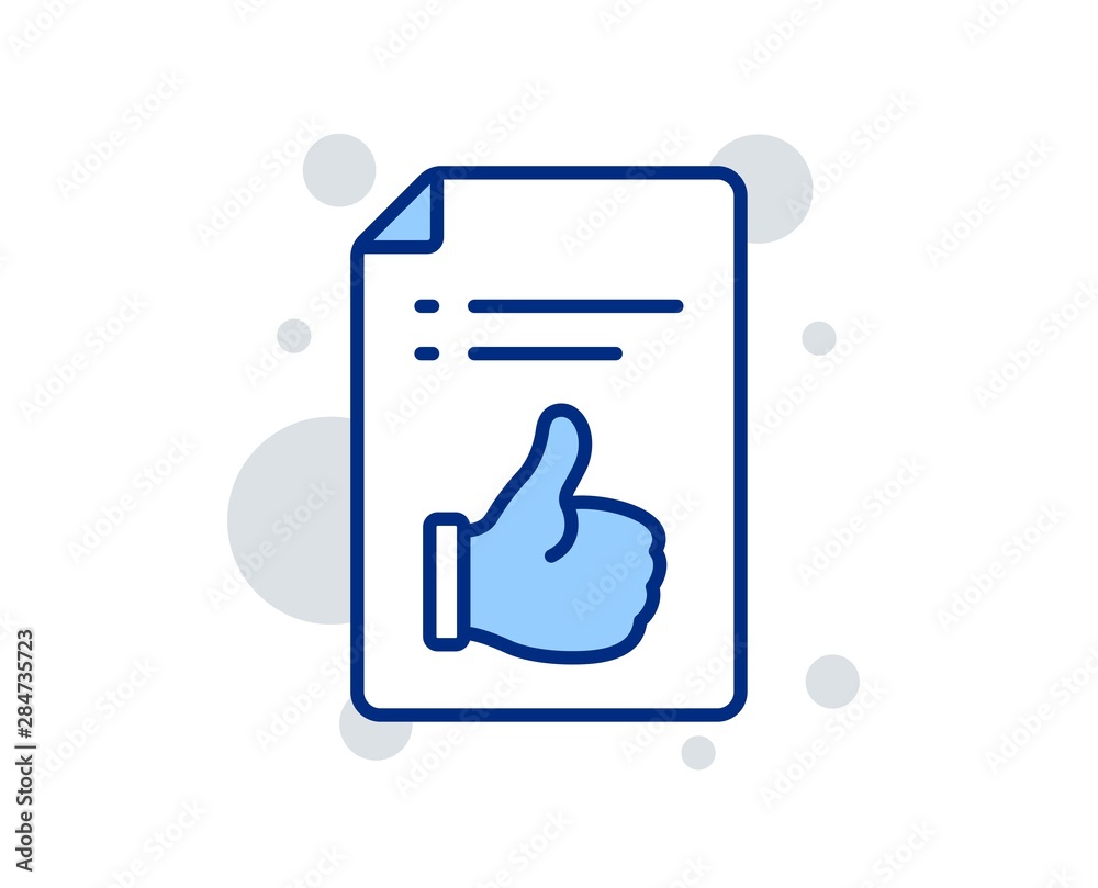 Approved document line icon. Accepted or confirmed sign. Like symbol. Linear design sign. Colorful approved document icon. Vector Approved document line icon. Accepted or confirmed sign. Like symbol. Linear design sign. Colorful approved document icon. Vector