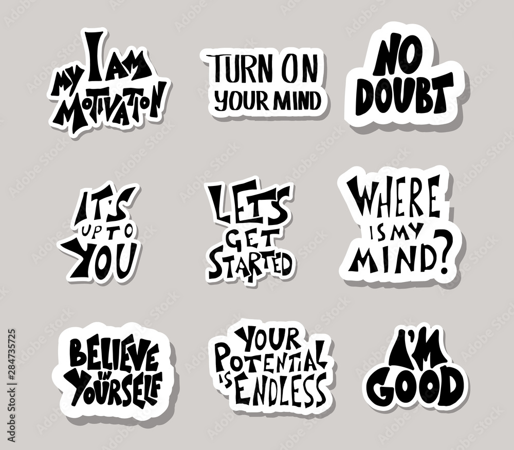 Set of motivational quotes isolated. Vector text.