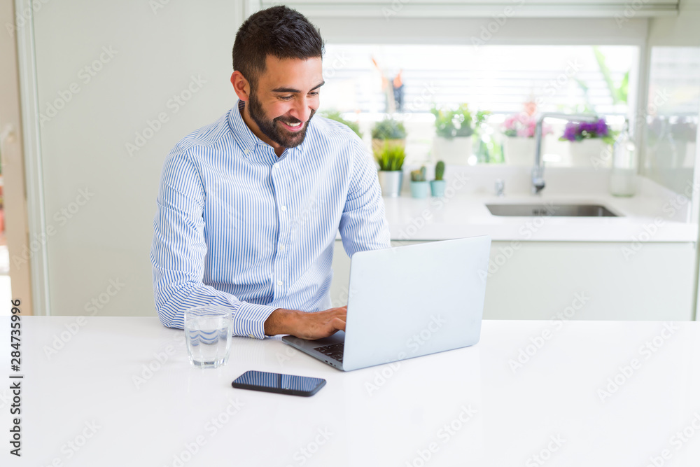 Business man concentrated working using computer laptop Business man concentrated working using computer laptop