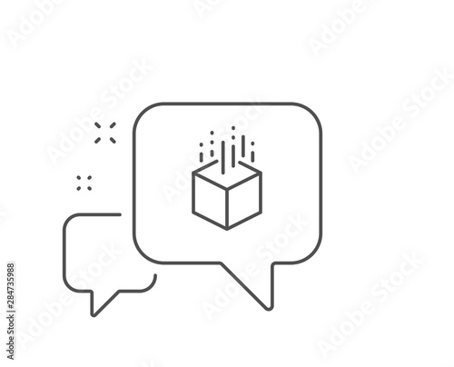 Augmented reality line icon. Chat bubble design. VR simulation sign. 3d cube symbol. Outline concept. Thin line augmented reality icon. Vector