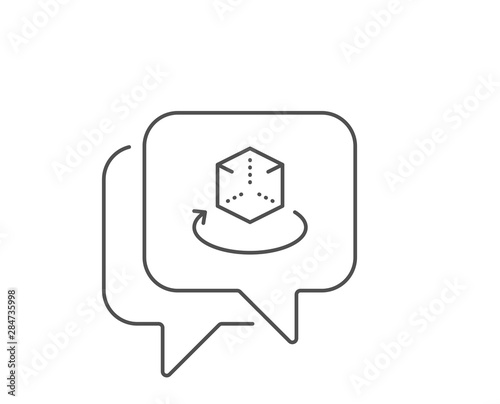 Augmented reality line icon. Chat bubble design. VR simulation sign. 3d cube symbol. Outline concept. Thin line augmented reality icon. Vector