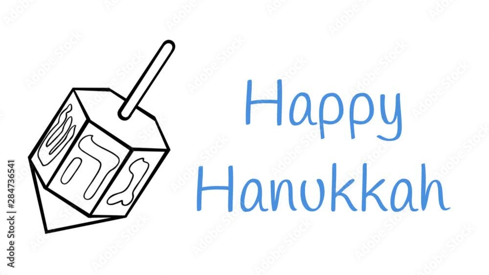 Happy Hanukkah illustrated on white banner with dreidel. Happy Hanukkah illustrated on white banner with dreidel.