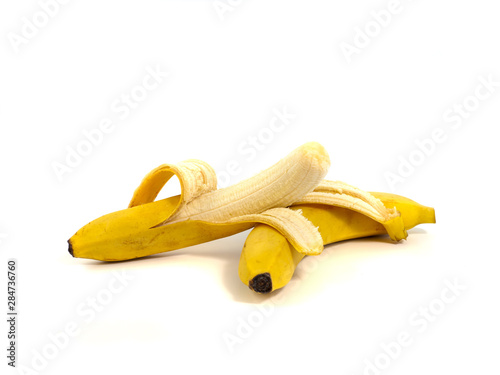 Two bananas isolated on white background.