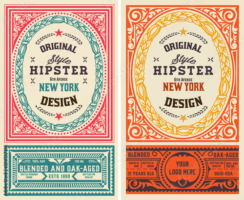 Set of 2 Old liquor labels for packing, Vector layered