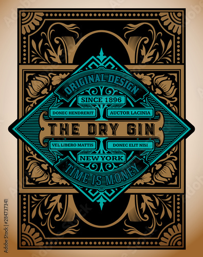 Vintage Gin label template. Vector layered