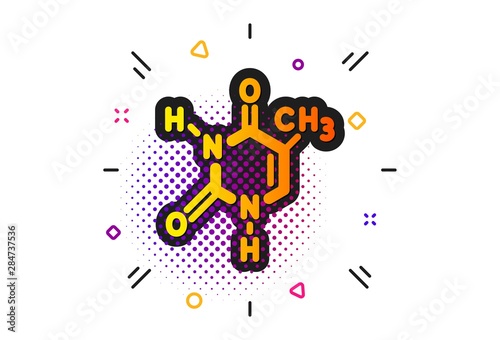Chemistry lab sign. Halftone circles pattern. Chemical formula icon. Analysis symbol. Classic flat chemical formula icon. Vector