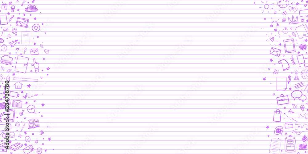 Obraz premium Back to school. Abstract line pattern with school supplies. Graphic stripe paper background. Striped abstract texture