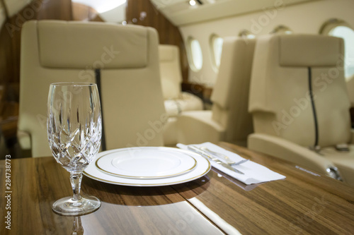 interior private jet cardtable