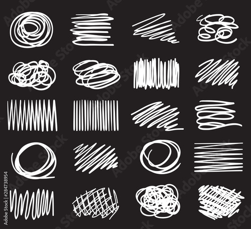Wallpaper Mural Hand drawn abstract shapes on black. Grungy hatching backgrounds with array of lines. Abstract samples. Black and white illustration Torontodigital.ca