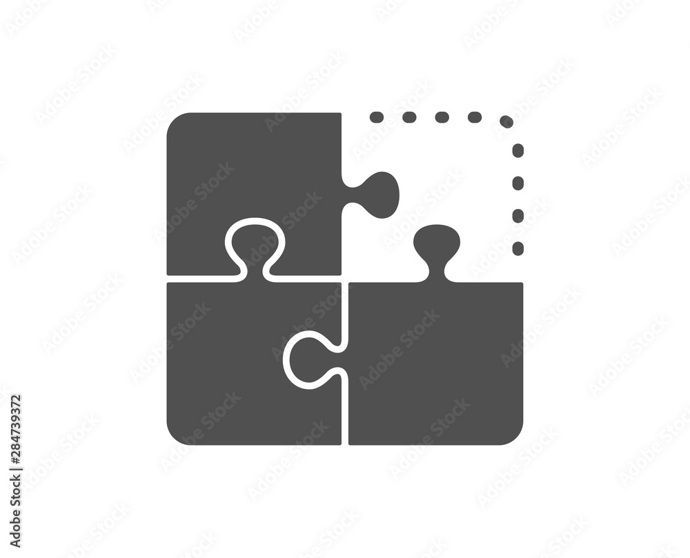 Engineering strategy sign. Puzzle icon. Classic flat style. Simple puzzle icon. Vector