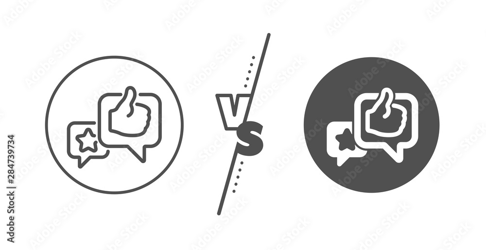 Feedback rating sign. Versus concept. Star, like hand line icon. Customer satisfaction symbol. Line vs classic like icon. Vector Feedback rating sign. Versus concept. Star, like hand line icon. Customer satisfaction symbol. Line vs classic like icon. Vector