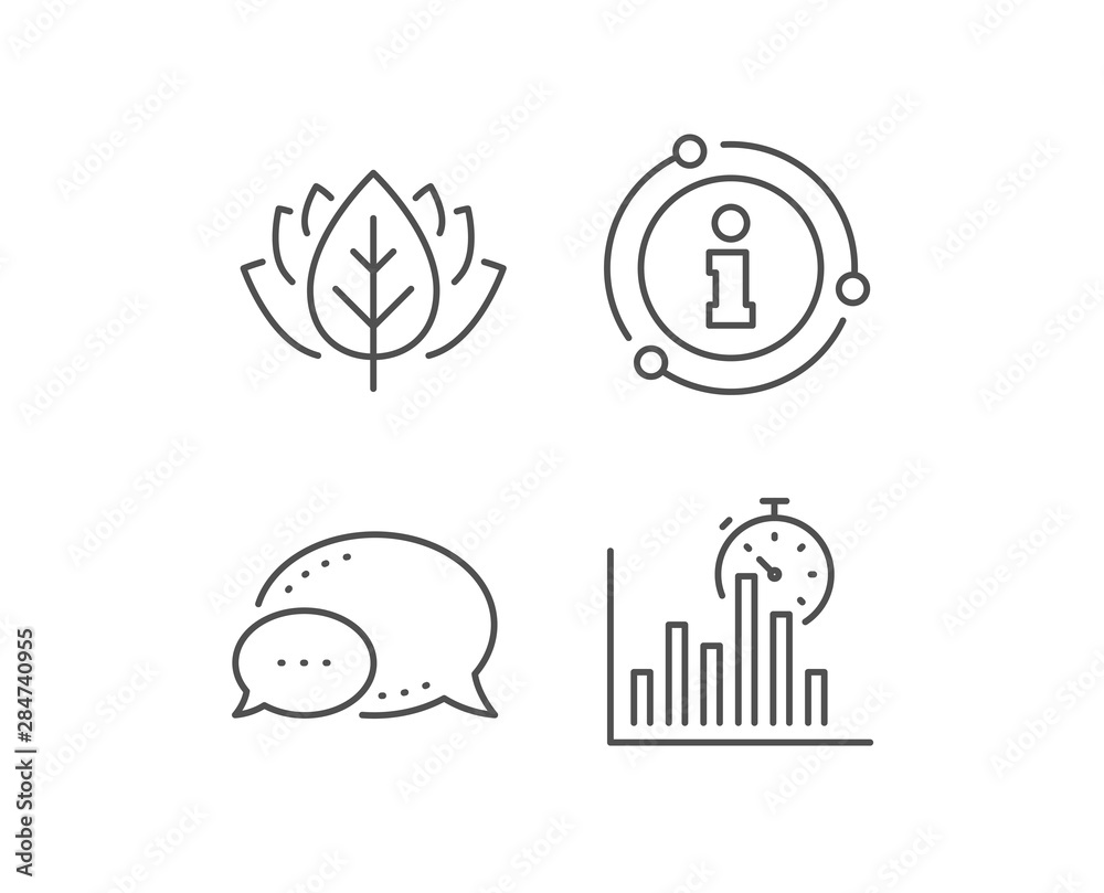 Report timer line icon. Chat bubble, info sign elements. Column graph sign. Growth diagram chart symbol. Linear report timer outline icon. Information bubble. Vector Report timer line icon. Chat bubble, info sign elements. Column graph sign. Growth diagram chart symbol. Linear report timer outline icon. Information bubble. Vector