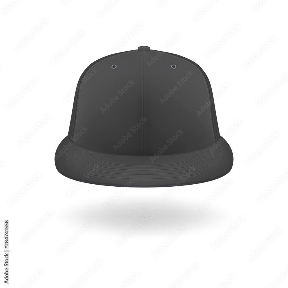 Vector 3d Realistic Render Black Blank Baseball Snapback Cap Icon ...