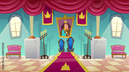 Castle Hall with Two Thrones for King and Queen