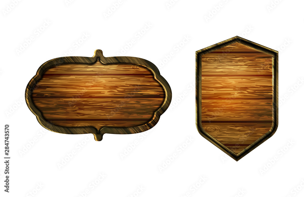Naklejka premium Vector realistic illustration of wooden signboard