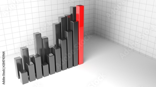 Bar chart black and red - 3D rendering illustration