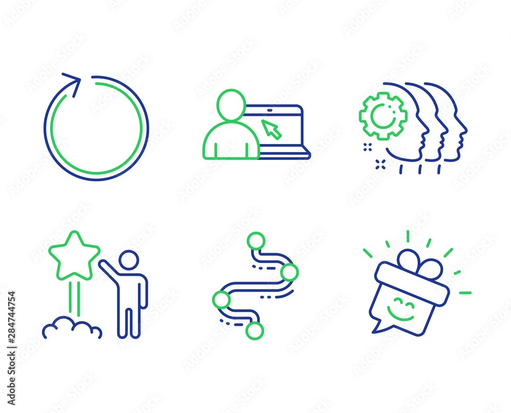 Loop, Star and Employees teamwork line icons set. Timeline, Online education and Smile signs. Refresh, Launch rating, Collaboration. Journey path. Technology set. Line loop outline icons. Vector Loop, Star and Employees teamwork line icons set. Timeline, Online education and Smile signs. Refresh, Launch rating, Collaboration. Journey path. Technology set. Line loop outline icons. Vector