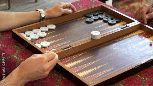 close up of a backgammon game being played in istanbul, turkey