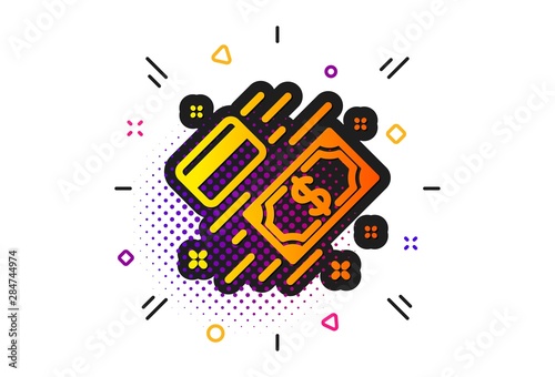 Payment methods sign. Halftone circles pattern. Money icon. Credit card symbol. Classic flat payment icon. Vector
