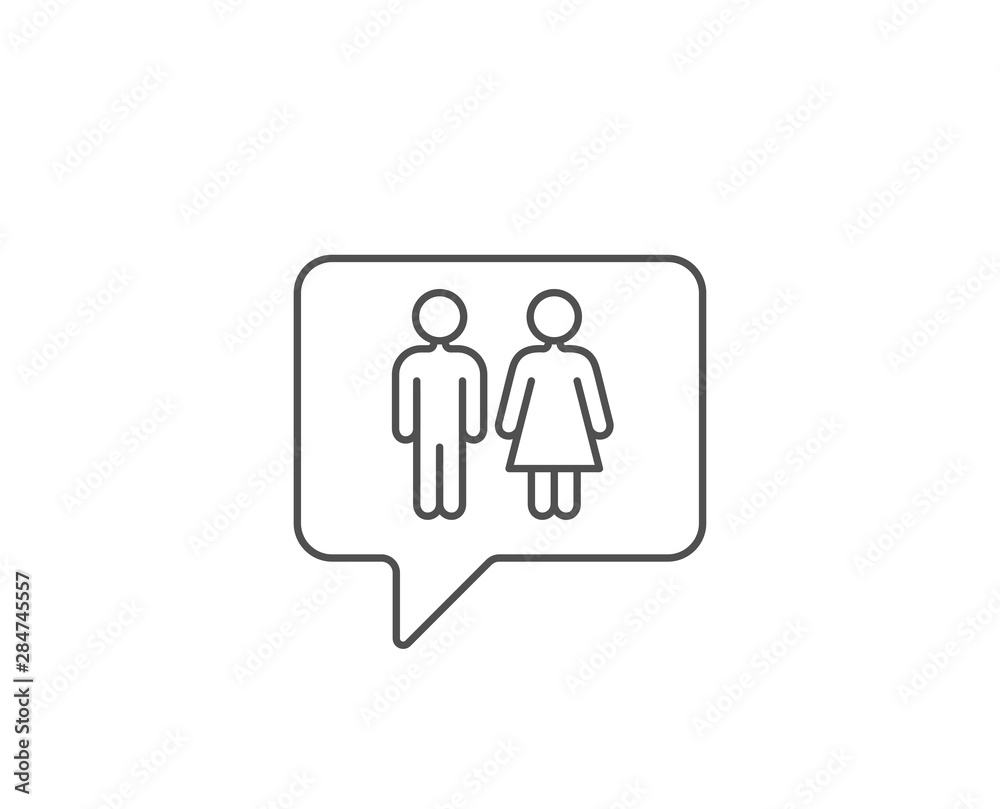 Restroom line icon. Chat bubble design. WC toilet sign. Public lavatory symbol. Outline concept. Thin line restroom icon. Vector Restroom line icon. Chat bubble design. WC toilet sign. Public lavatory symbol. Outline concept. Thin line restroom icon. Vector