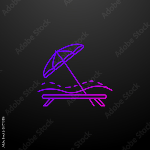 Chaise longue and umbrella dusk style nolan icon. Elements of summer holiday and travel set. Simple icon for websites, web design, mobile app, info graphics