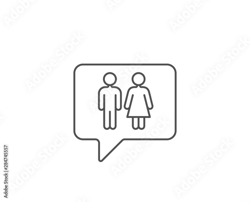Restroom line icon. Chat bubble design. WC toilet sign. Public lavatory symbol. Outline concept. Thin line restroom icon. Vector