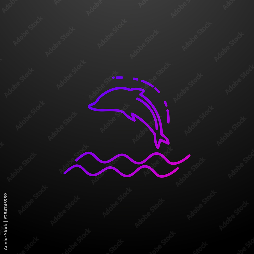 Dolphin dusk style nolan icon. Elements of summer holiday and travel set. Simple icon for websites, web design, mobile app, info graphics Dolphin dusk style nolan icon. Elements of summer holiday and travel set. Simple icon for websites, web design, mobile app, info graphics