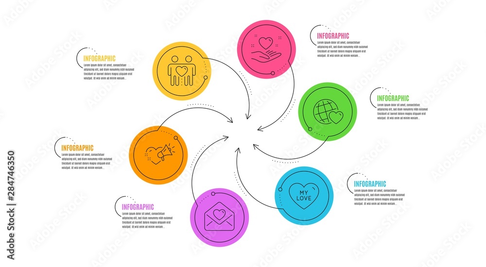 My Love Friends Couple And Friends World Line Icons Set Infographic Timeline Love Message Hold Heart Signs Sweet Heart Friendship Love Set Line My Love Icon Workflow Layout Page Vector Stock Vector