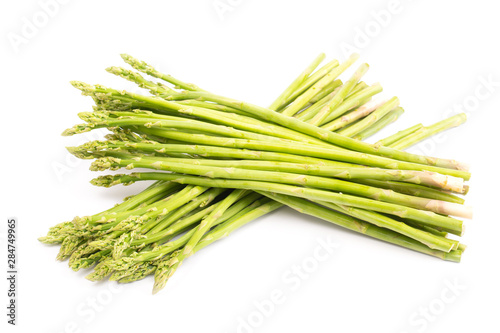 Fresh green asparagus isolated on white background 