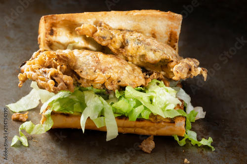 soft shell crab seafood po boy sandwich photo