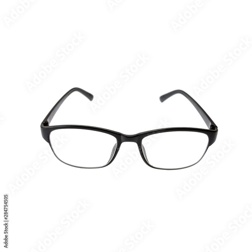 Black frame glasses isolated on white