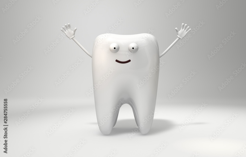 3D illustration Healthy Tooth happy and joyfully waves his hands. Funny 3d characters 3D illustration Healthy Tooth happy and joyfully waves his hands. Funny 3d characters