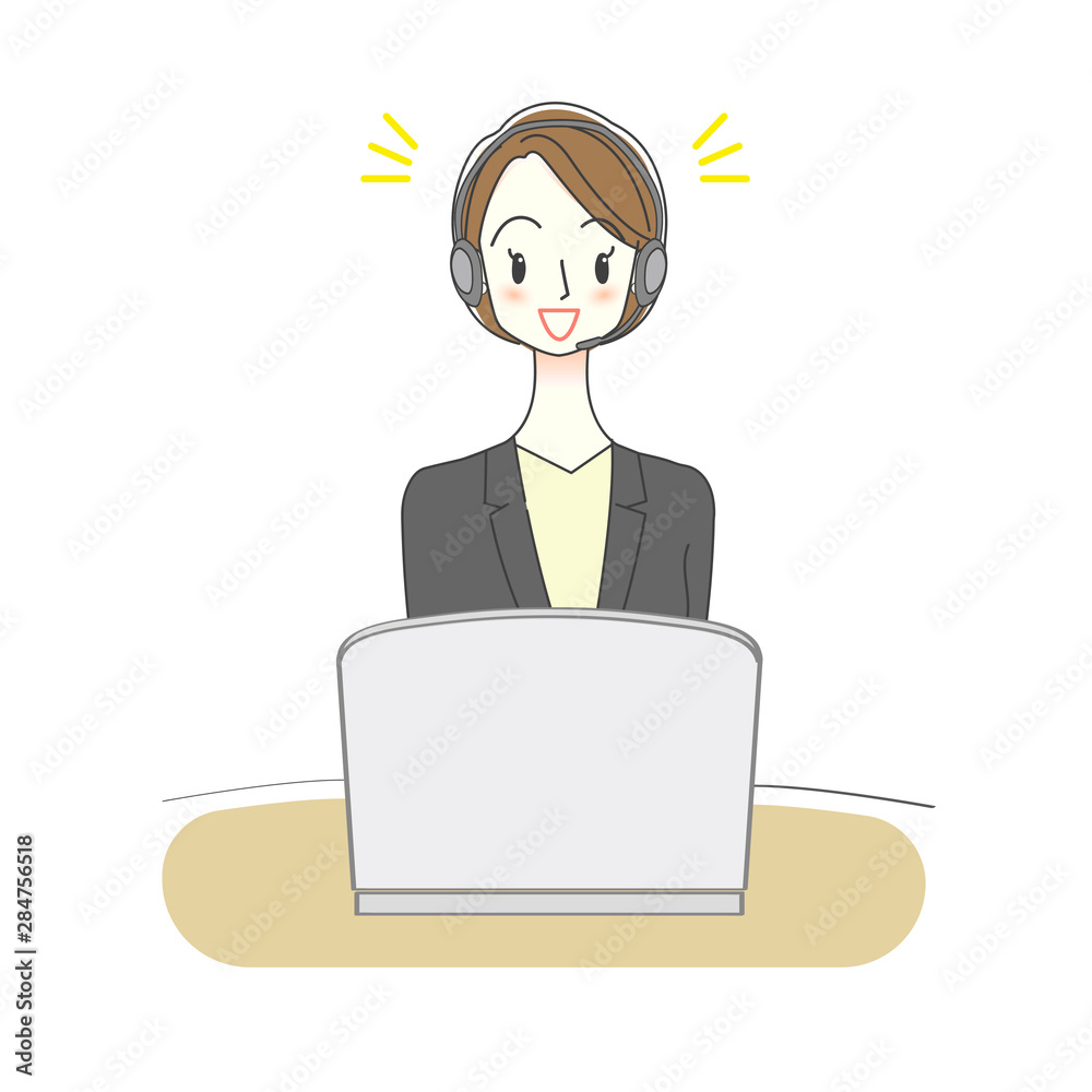 テレフォンオペレーターの女性 イラスト テレフォンオペレーターの女性 イラスト
