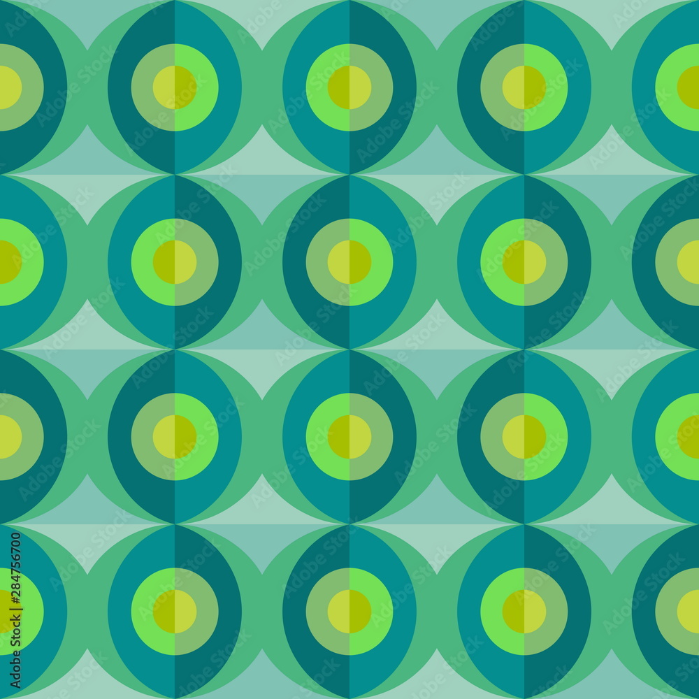 Fototapeta premium Abstract retro dotted flat seamless pattern with geometric garla