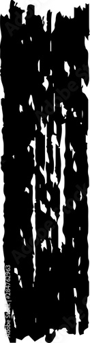 Illustration of hand-drawn long black thick brush vertical line