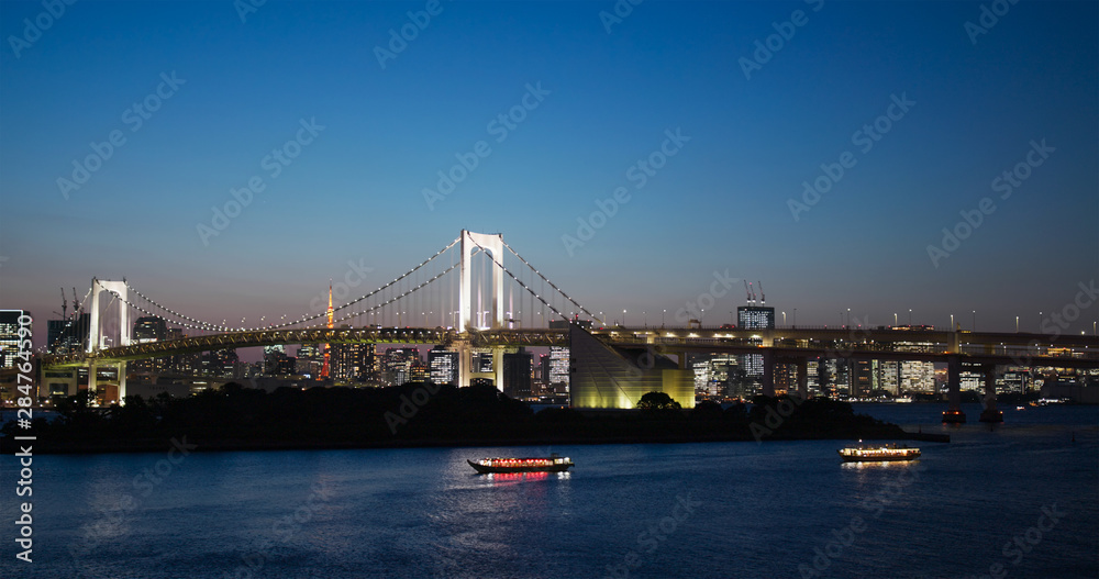  Odaiba city skyline in the evening