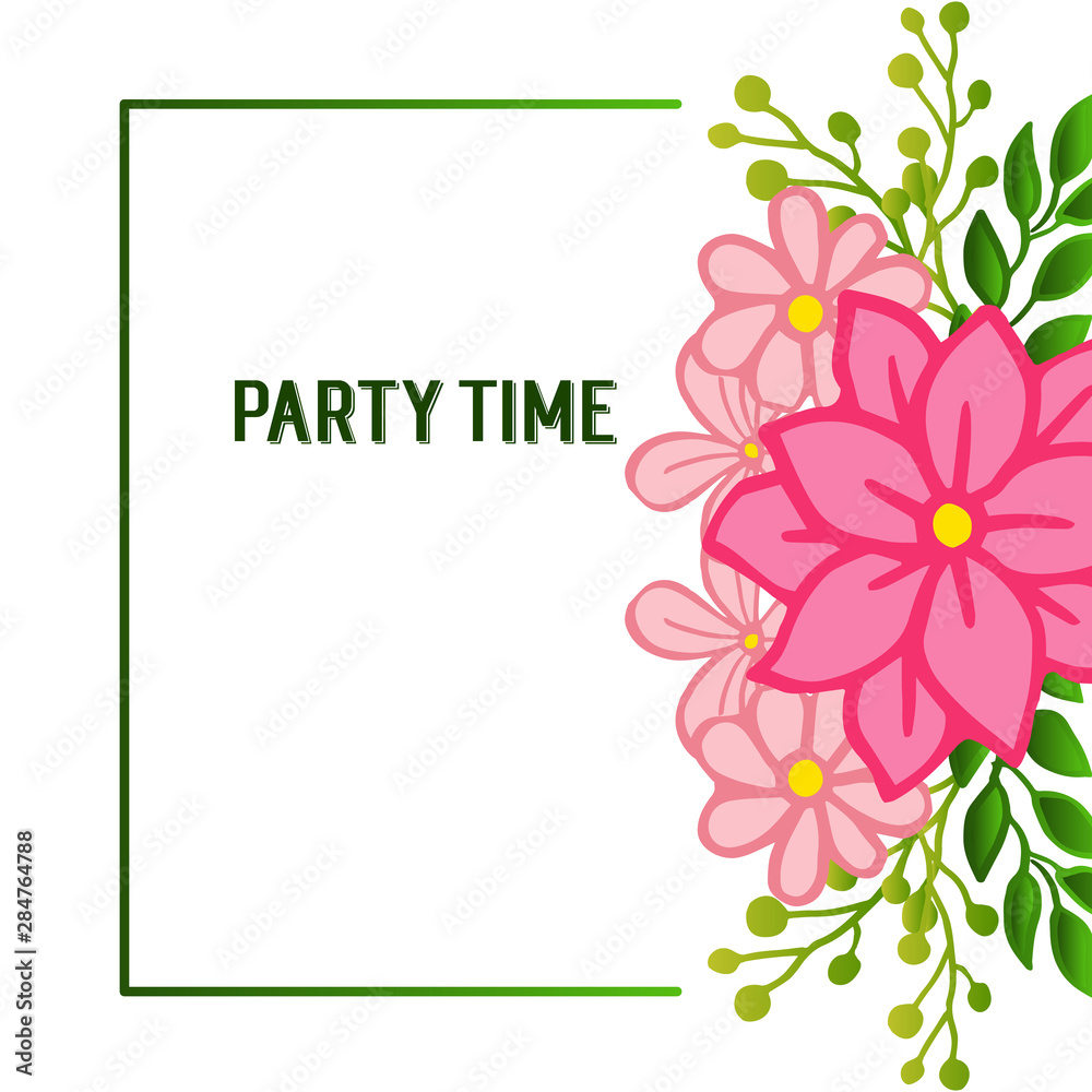 Shape pattern of frame, with ornate of unique pink flower frame, for party time poster. Vector Shape pattern of frame, with ornate of unique pink flower frame, for party time poster. Vector