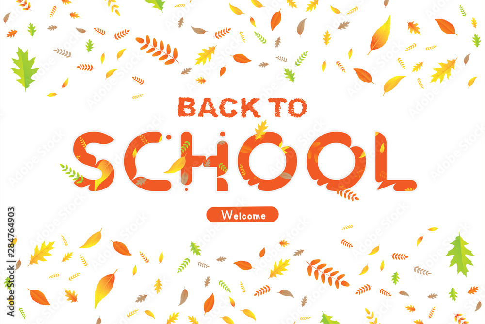 Back to school. Banner with autumn foliage on a white background. Concept for education. Vector illustration EPS10 Back to school. Banner with autumn foliage on a white background. Concept for education. Vector illustration EPS10