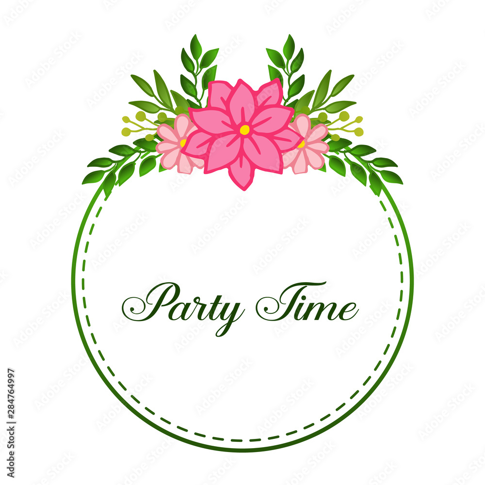 Shape pattern of frame, with ornate of unique pink flower frame, for party time poster. Vector