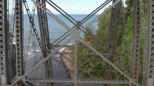 aerial slide left next to Hakalau bridge on the big island, the braces and engineering make this bridge particularly attractive. photo