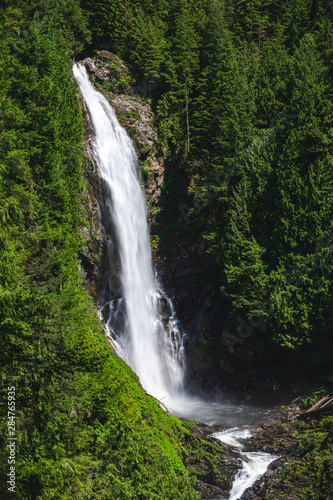 Wallace Falls State Park Waterfall View from Hiking Trail © openrangestock