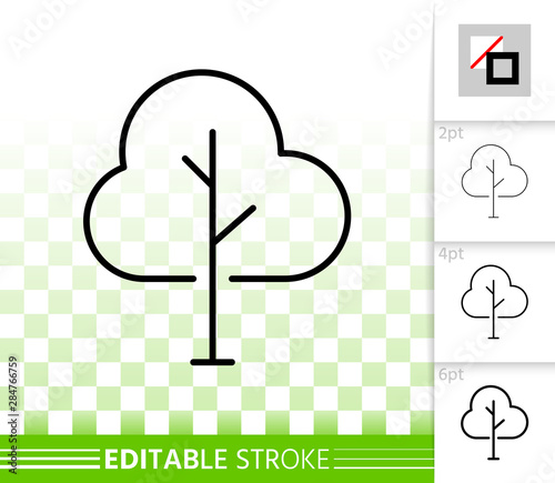 Geometric birch tree simple black line vector icon