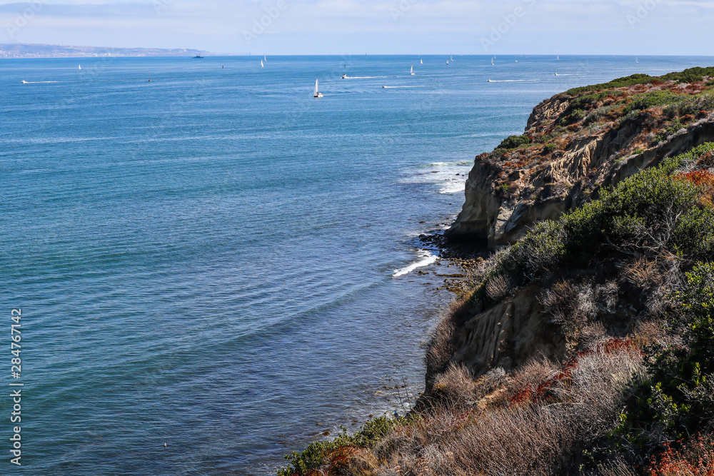 The mouth of San Diego Bay and the cliff below Cabrillo National Monument. 