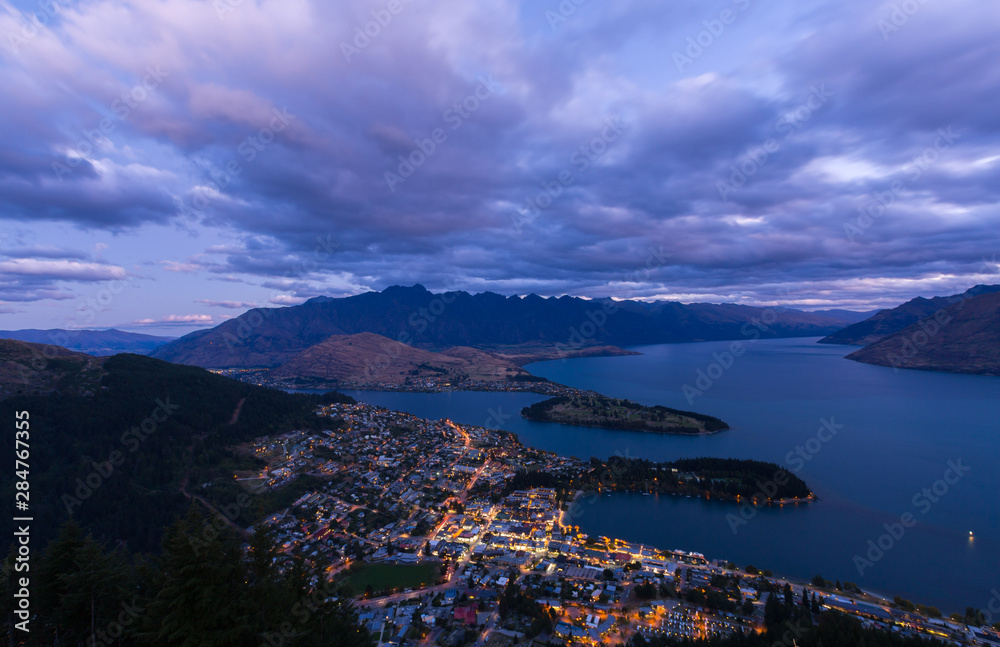Beautiful view twilight of Queenstown, South Island New Zealand