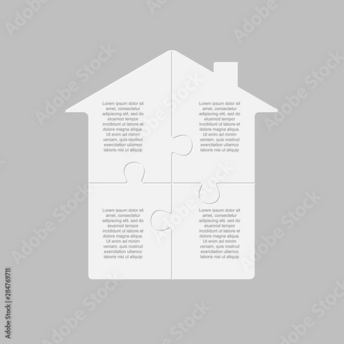 House puzzle jigsaw pieces four option infographic