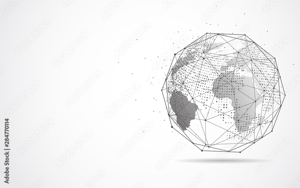 Global network connection. World map point and line composition concept of global business. Vector Illustration Global network connection. World map point and line composition concept of global business. Vector Illustration